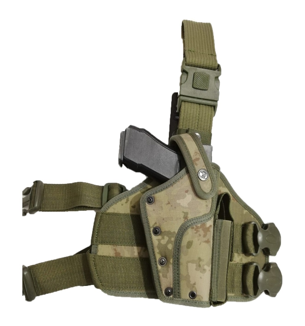 Yeni Karacı Kumaş Çift Yedek Şarjörlü Bacak Kılıfı